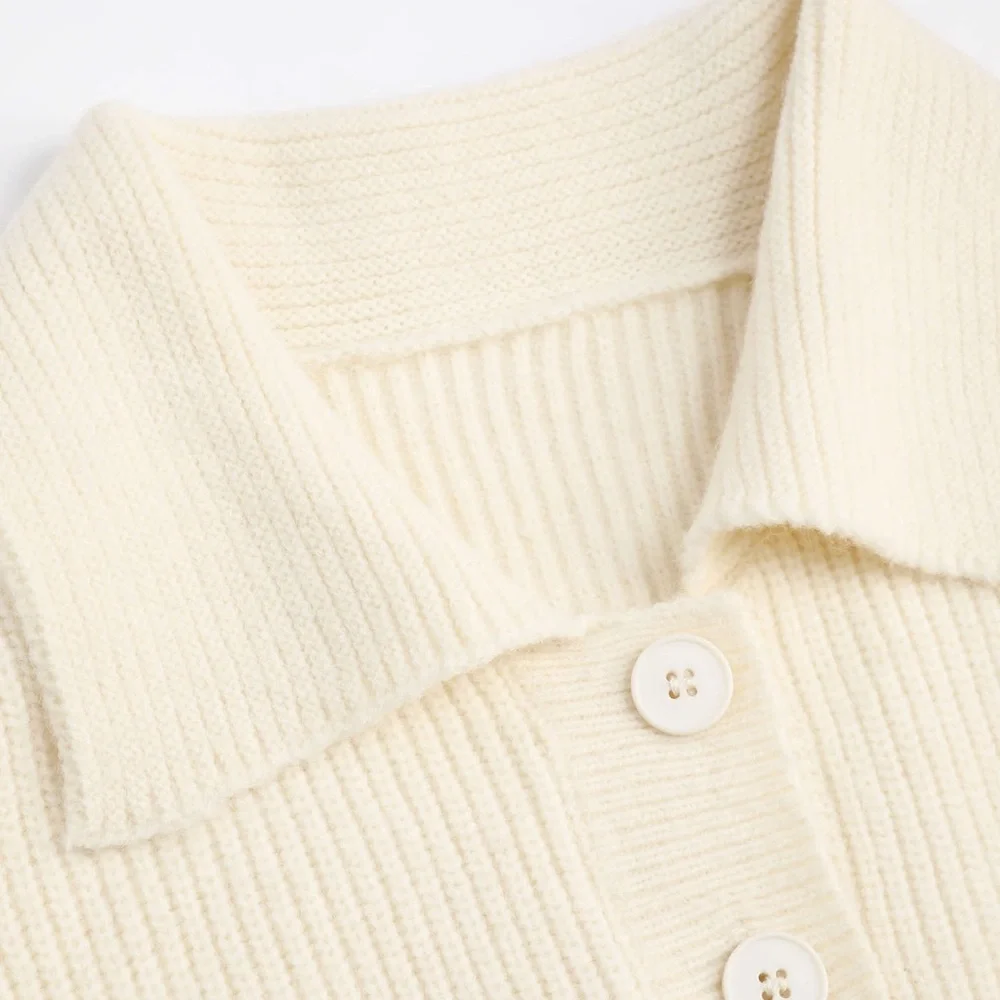 NWT Cider Solid Polo Button Up Rib Sweater, M - Picture 3 of 6